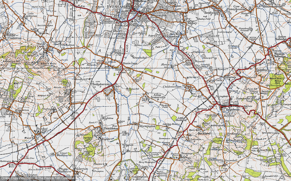Old Map of Historic Map covering Buckland Fields in 1946