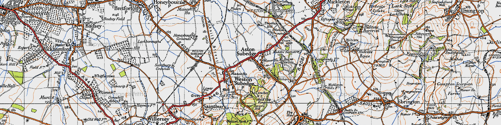 Old map of Aston Subedge in 1946