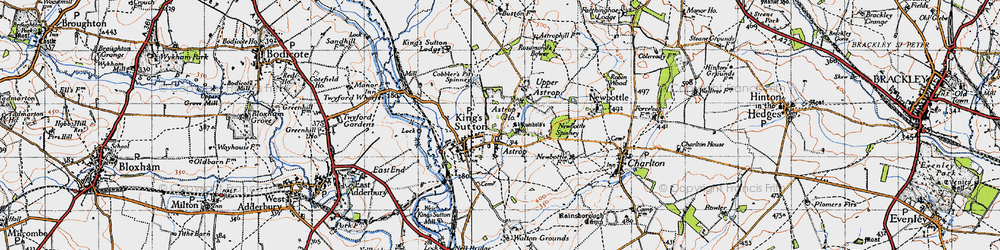 Old map of Astrop in 1946