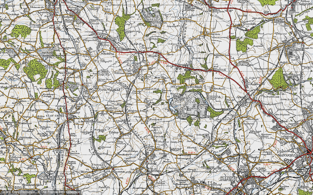 Old Map of Historic Map covering Broadoak Hill in 1947