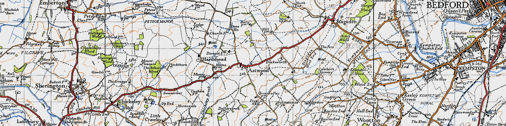 Old map of Astwood in 1946