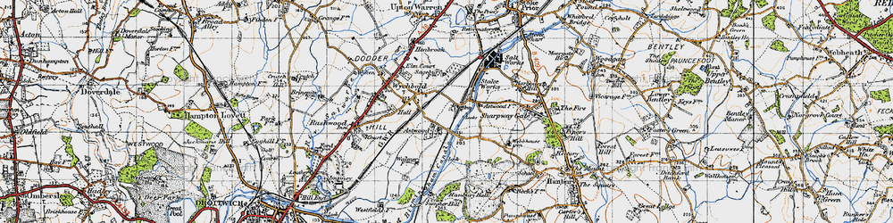 Old map of Worcester & Birmingham Canal in 1947