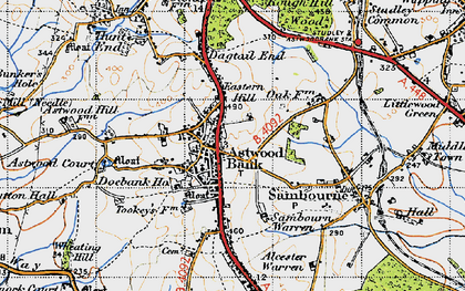 Old map of Astwood Bank in 1947
