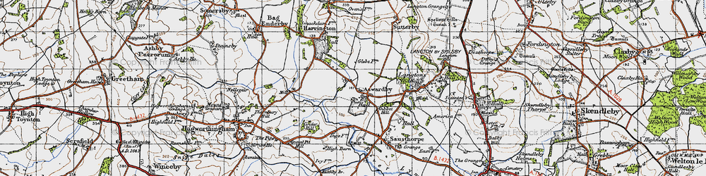 Old map of Aswardby Mill in 1946