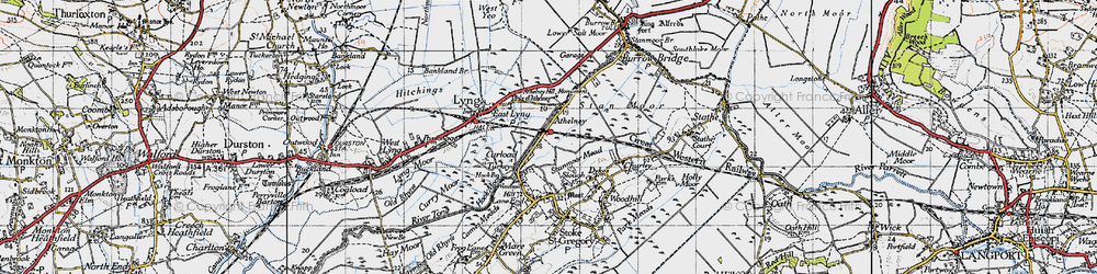 Old map of Athelney in 1945