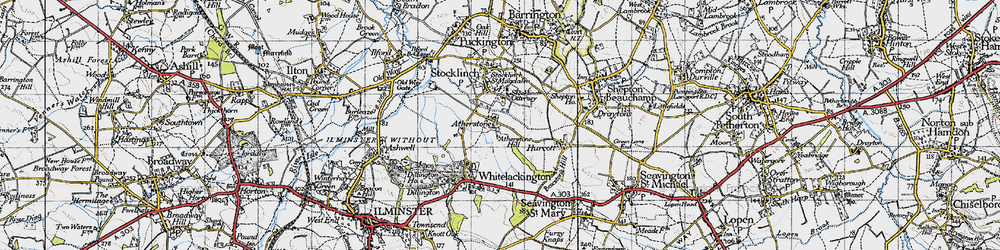 Old map of Atherstone Hill in 1945