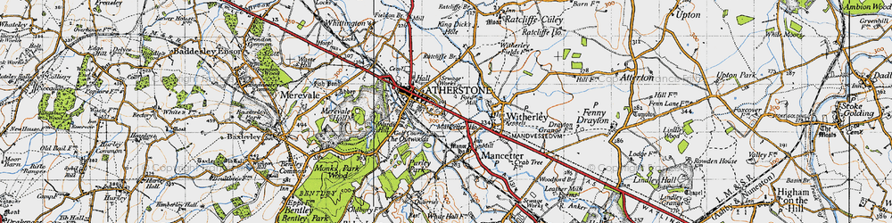 Old map of Atherstone in 1946