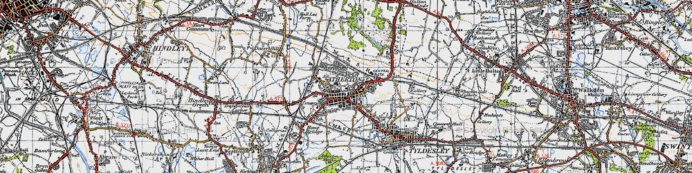 Old map of Atherton in 1947