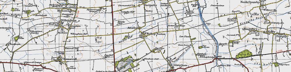 Old map of Atterby in 1947