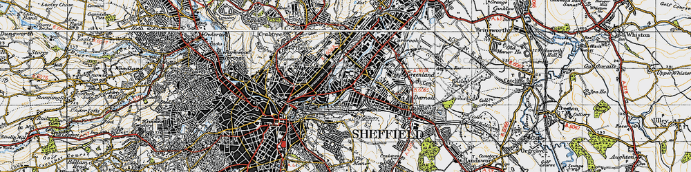 Old map of Attercliffe in 1947