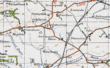 Old map of Auchencrow Mains in 1947