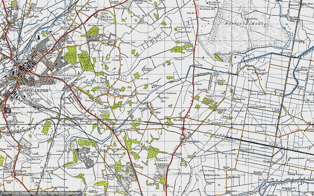 Old Map of Historic Map covering Auckley Common in 1947