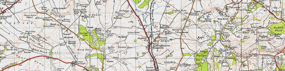 Old map of Aughton Down in 1940