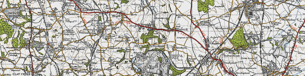 Old map of Ault Hucknall in 1947
