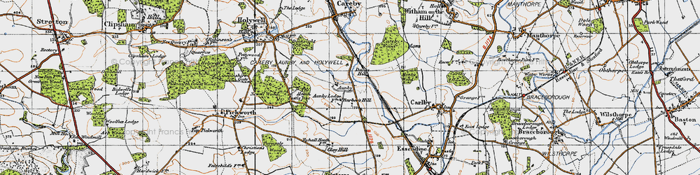Old map of Aunby in 1946