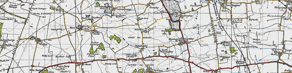 Old map of Aunsby in 1946