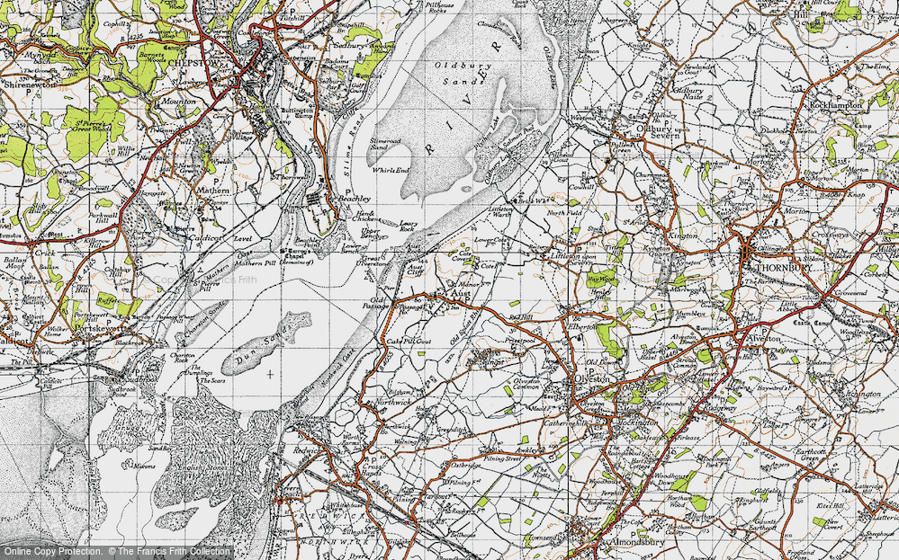 Old Map of Historic Map covering Old Splott Rhine in 1946