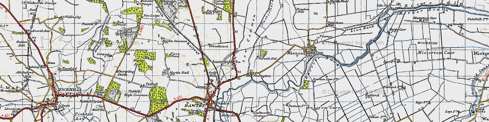 Old map of Austerfield Drain in 1947