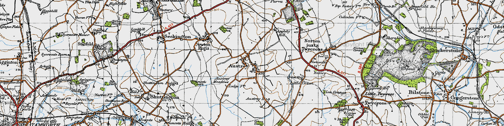 Old map of Austrey in 1946