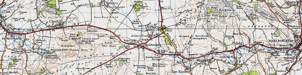 Old map of Avebury Trusloe in 1940