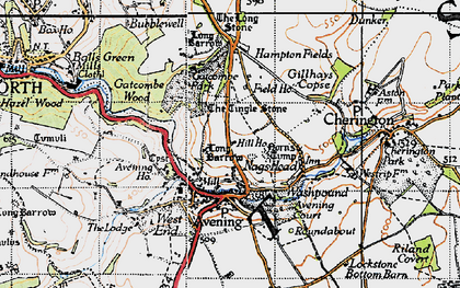Old map of Tingle Stone, The (Long Barrow) in 1946