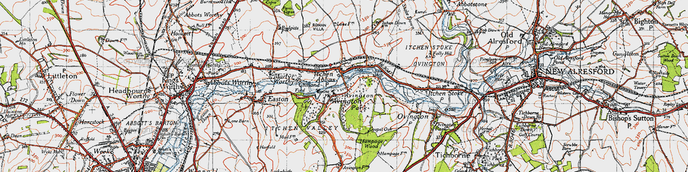 Old map of Avington in 1945