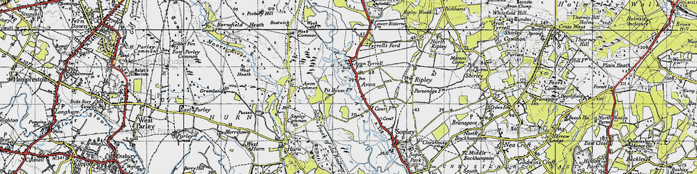 Old map of Avon Common in 1940