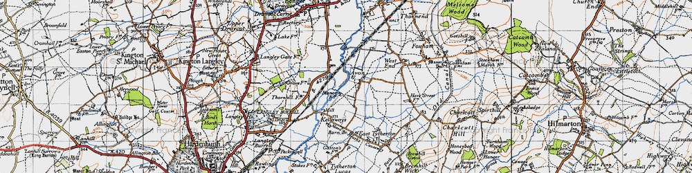 Old map of Avon in 1947