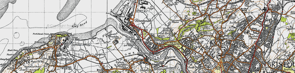 Old map of Avonmouth in 1946