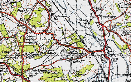 Old map of Awbridge in 1945