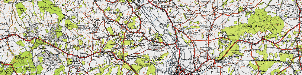 Old map of Awbridge in 1945
