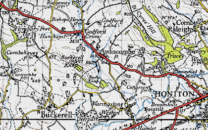 Old map of Awliscombe in 1946
