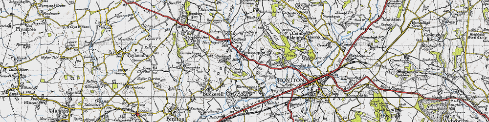 Old map of Awliscombe in 1946