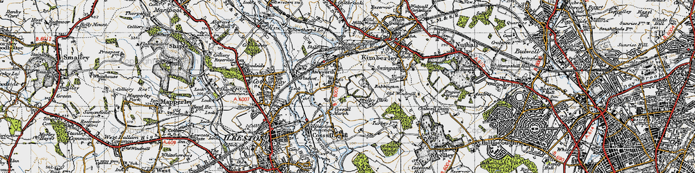 Old map of Awsworth in 1946