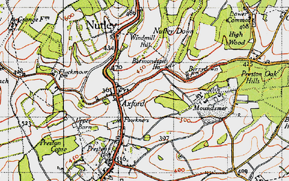 Old map of Axford in 1945