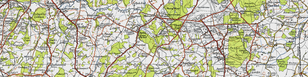 Old map of Axmansford in 1945