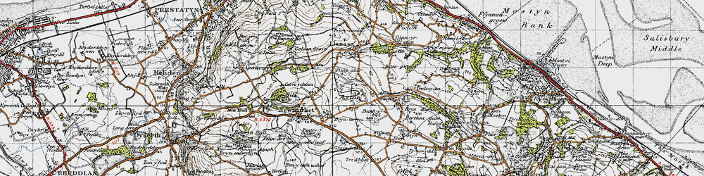 Old map of Axton in 1947