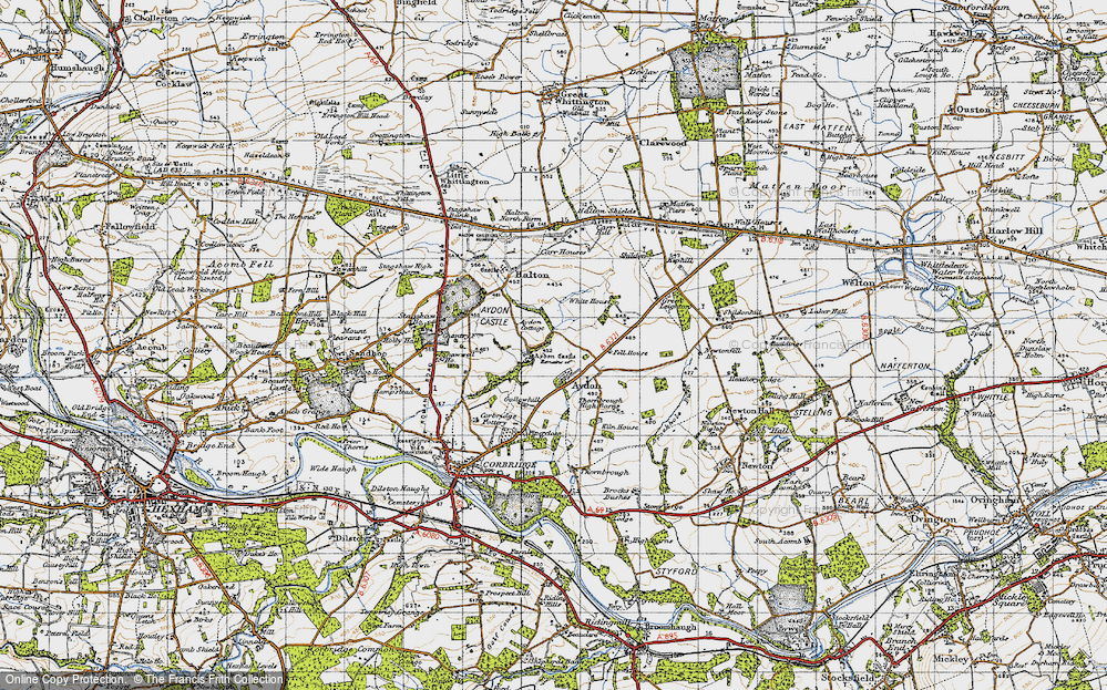 Old Map of Aydon, 1947 in 1947