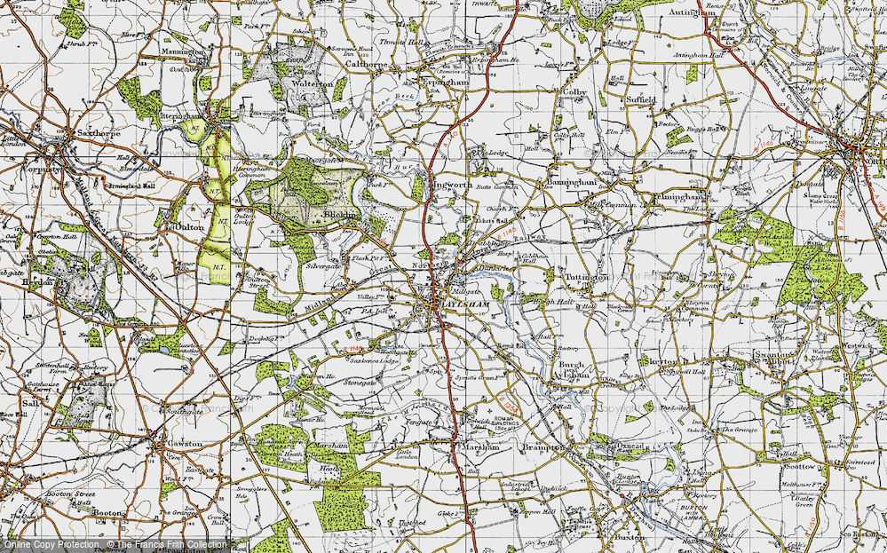 Old Map of Aylsham, 1945 in 1945