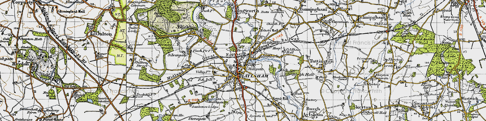 Old map of Aylsham in 1945