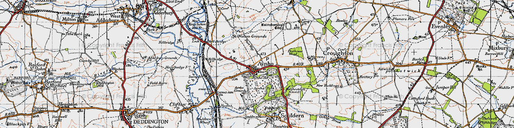 Old map of Aynho Fields in 1946