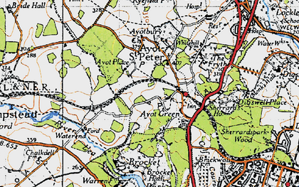 Old map of Ayot Montfitchet in 1946
