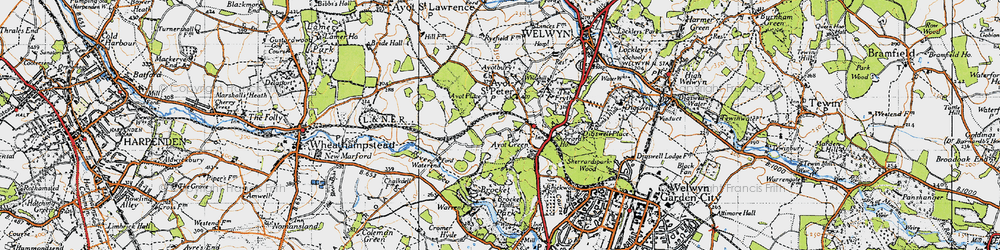 Old map of Ayot Green in 1946