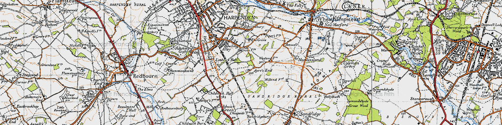 Old map of Ayres End in 1946