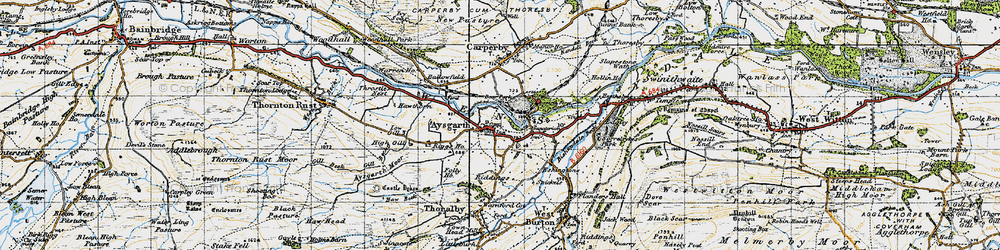 Old map of Aysgarth Falls in 1947