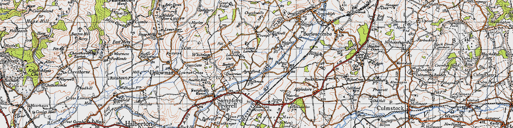 Old map of Ayshford in 1946