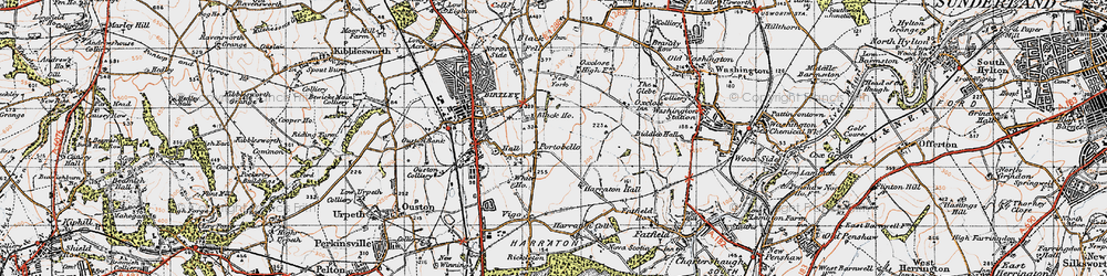 Old map of Ayton in 1947