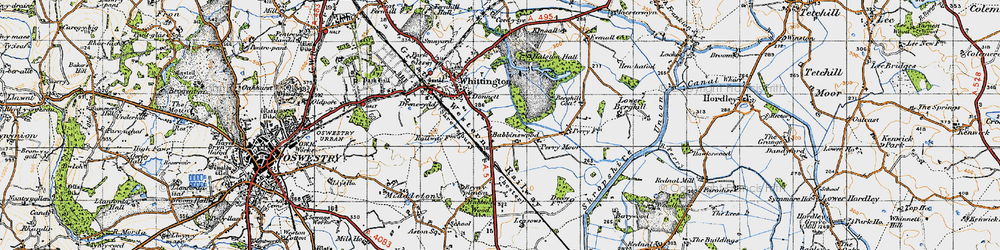 Old map of Babbinswood in 1947