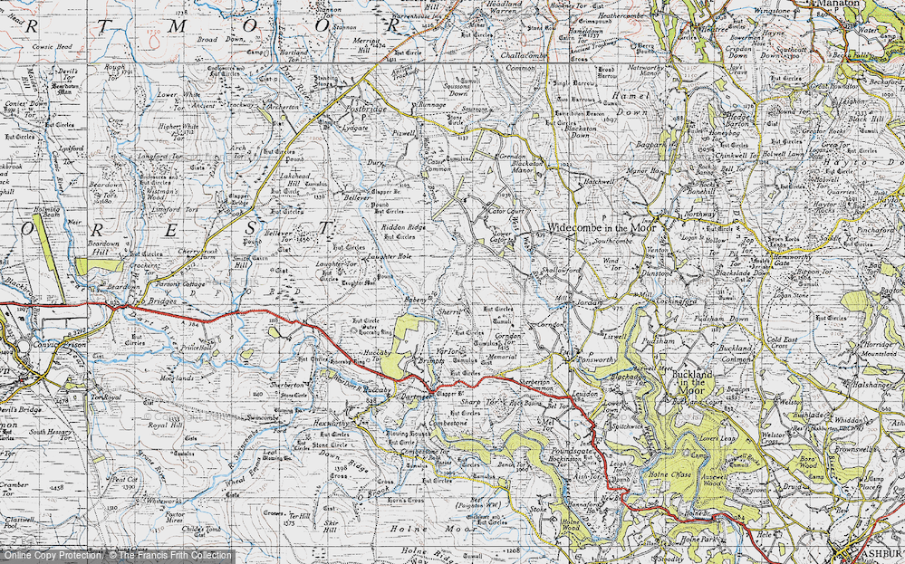 Old Map of Historic Map covering Yar Tor in 1946