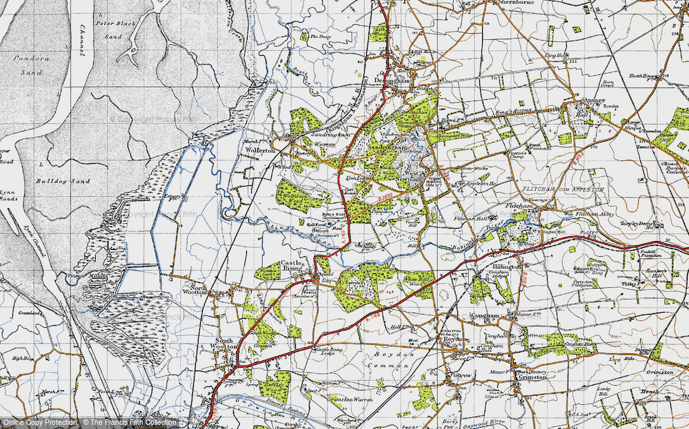 Old Map of Historic Map covering Babingley River in 1946
